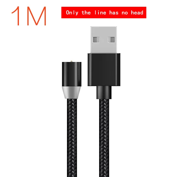 No plug only cable CBAOOO 360 светодиодный магнитный Micro USB кабель type-C зарядный кабель для iPhone XR XS MAX X 8 7 6 Plus Магнитный зарядный провод для мобильного телефона - Цвет: No plug only cable