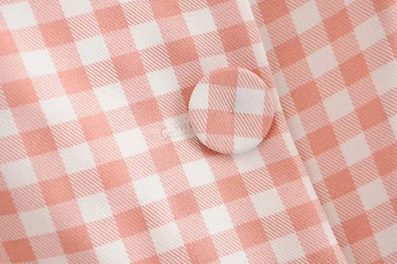 VOGUEIN Новая женская клетчатая печать черный/розовый квадратный вырез короткий