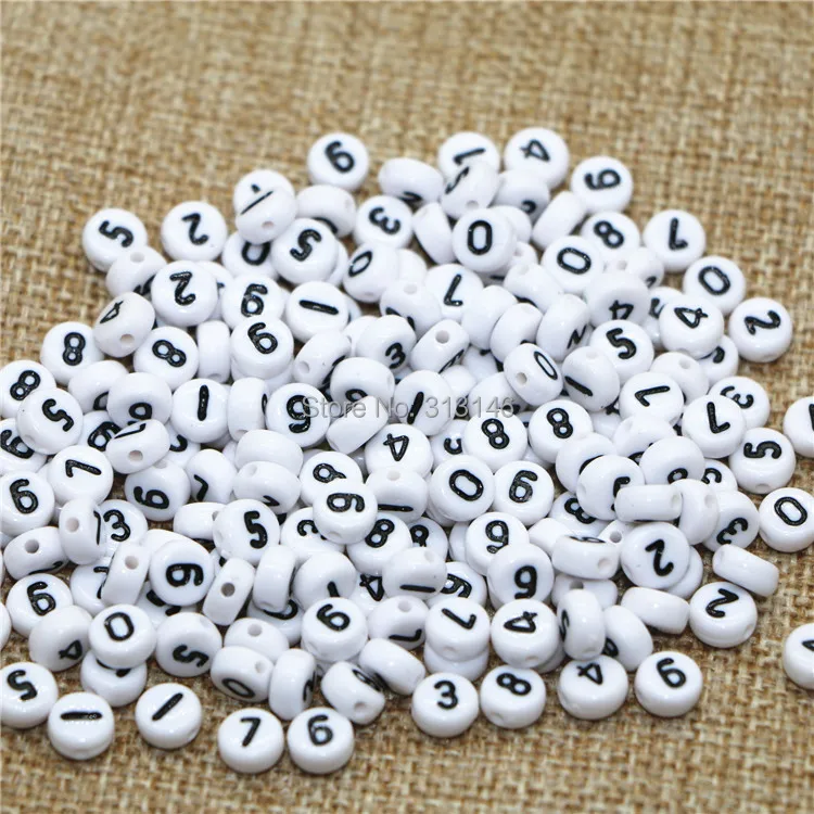 Bulk Wholesale 200pcs Arabic Numerals DIY Loose Spacer Numbers Beads for Handmade Beading Bracelet Necklace Jewelry Making Craft | Украшения