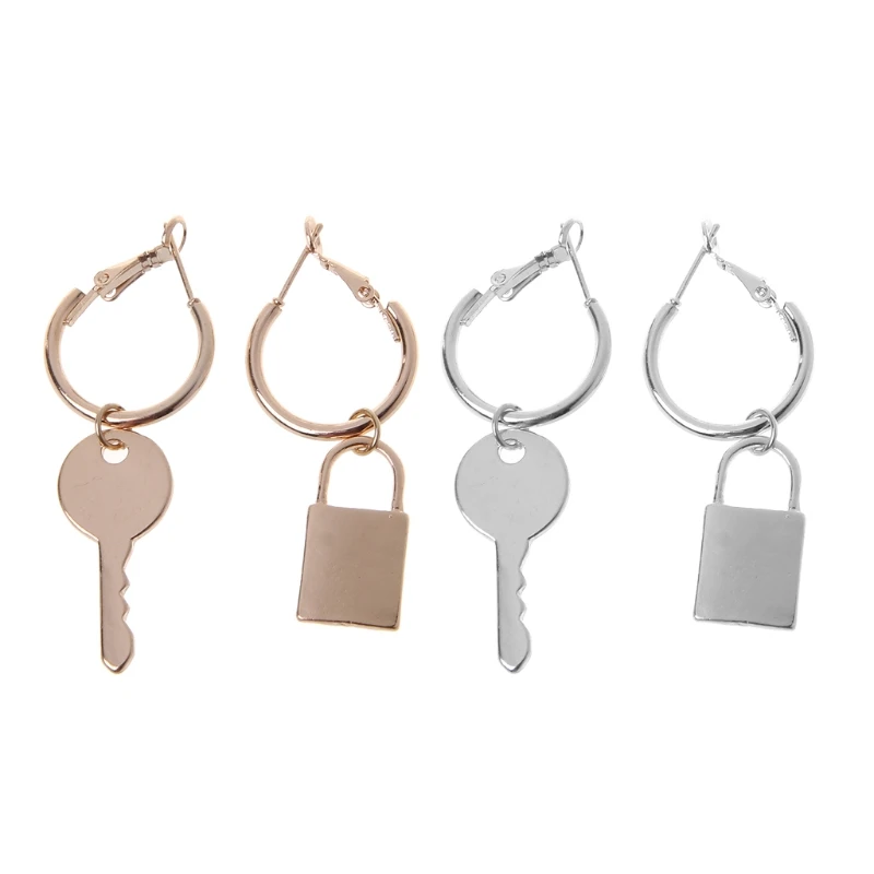 1 Pair Lock and Key Mismatch Drop Earrings For Women Bff Simple Fashion Jewelry | Украшения и аксессуары