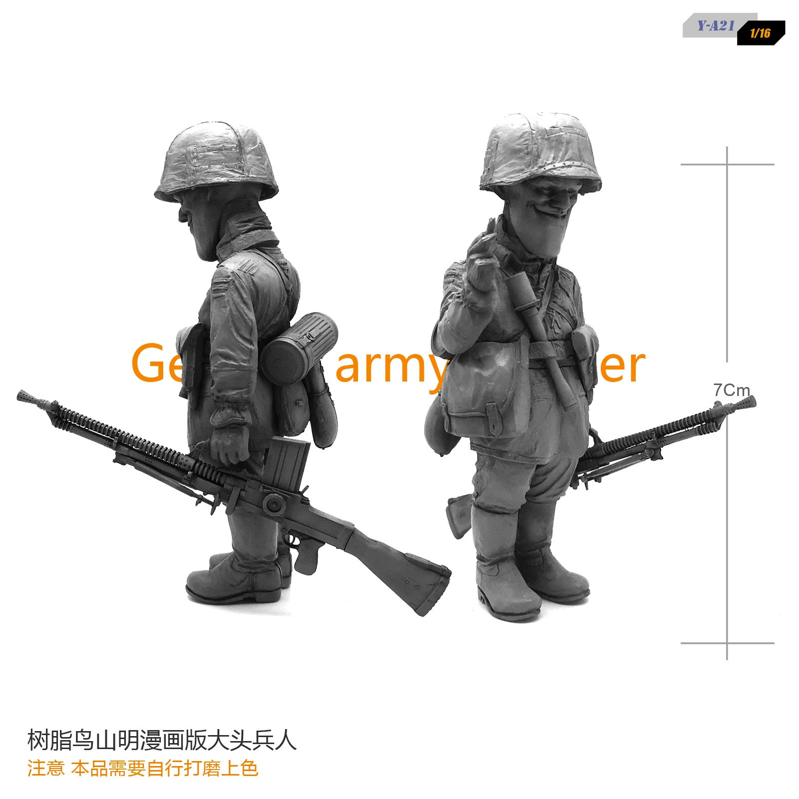 

Resin kits Q Edition Resin Soldier Big Head Soldier Machine Gunner Model Element self-assembled A21
