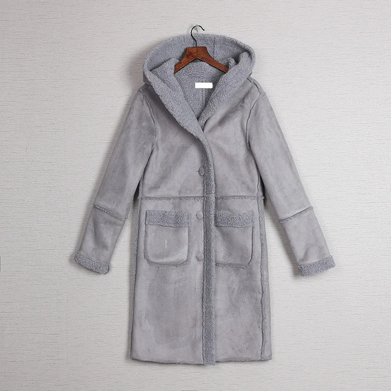 Новый Для женщин толстый длинный теплый один шт Шерсть Искусственный мех пальто