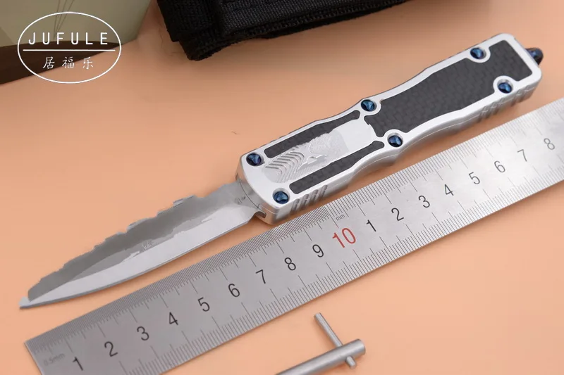 JUFULE OEM Custom Prototype 12C27 steel blade Carbon fiber aluminum handle camping survival outdoor EDC hunt tool kitchen knife