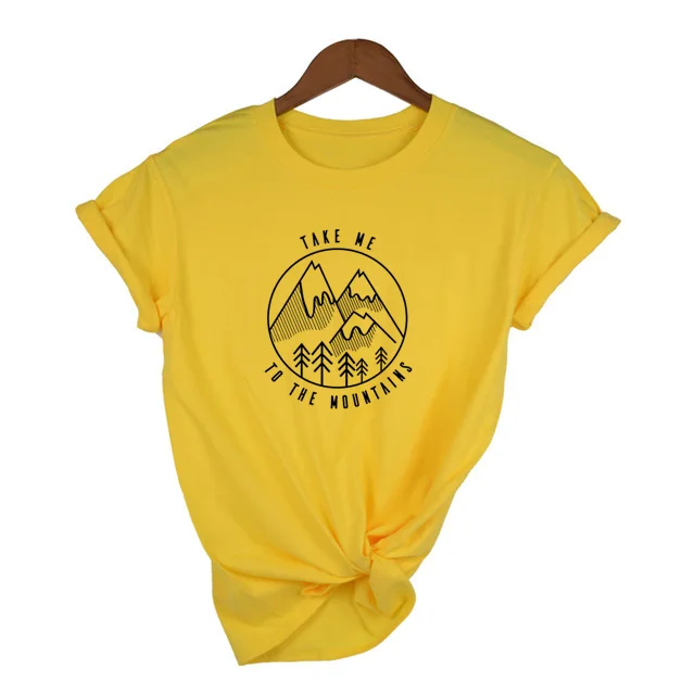 Summer Fashion Vintage Womens Camping Shirts Take Me To The Mountains Outdoors Shirt Clothing Tumblr Graphic Tops | Женская одежда