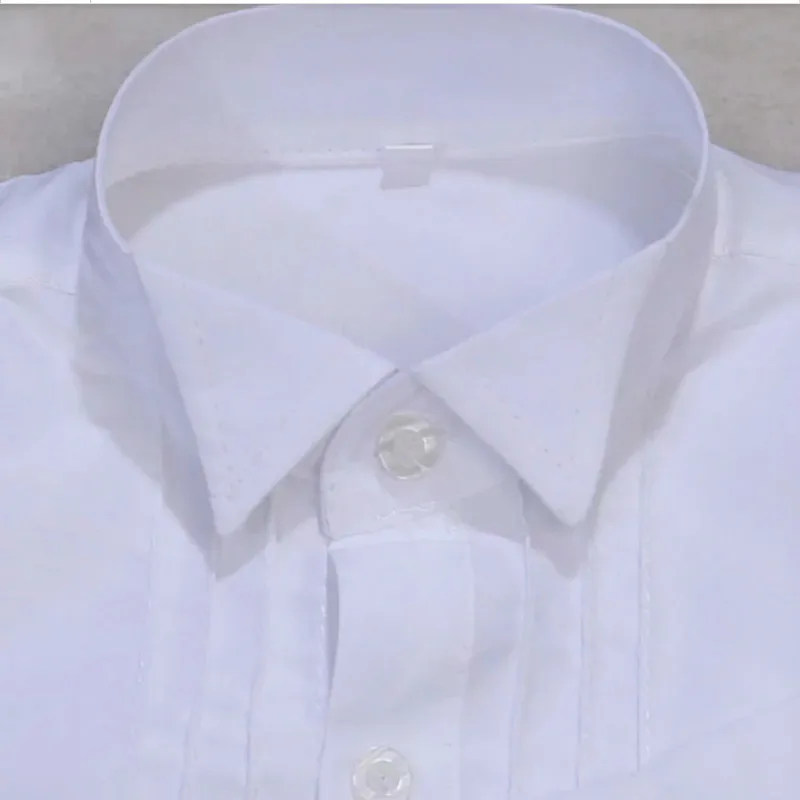 2019 Summer New Baby Shirt Children Casual Student Short Sleeve Shirt/White Long Bow Lapel Buttons |
