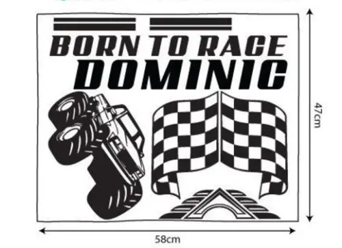 Personalized Custom Name Born To Race Monster Truck Wall Stickers Decals Vinyl free shipping | Дом и сад