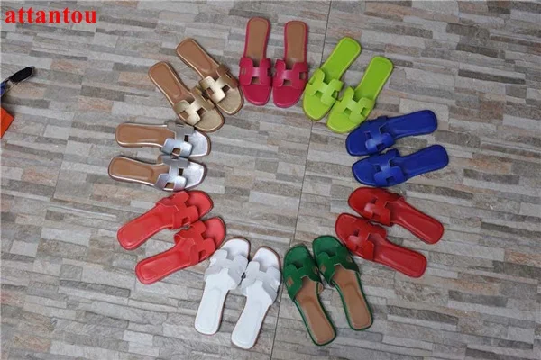 

HOT SALE woman slides summer fashion silver gold green blue red slipper flats heel outside party casual shoes female beach shoes
