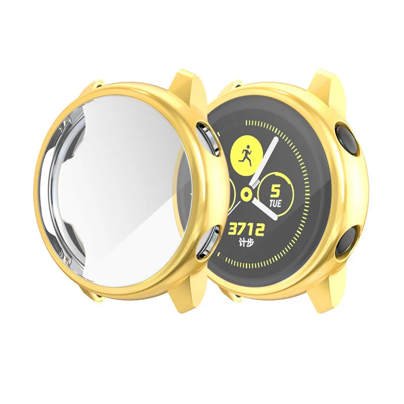 Gold Мягкий ТПУ чехол для часов с защитой от царапин для samsung galaxy watch активная Защитная пленка для мобильного HD полный Чехол, бампер чехол Крышка Аксессуары - Цвет: Gold