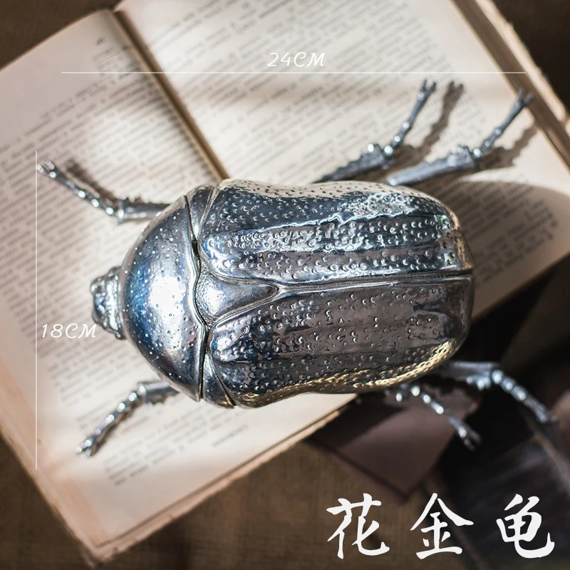 Ретро статуи для дома, скульптура, украшения, аксессуары, смола, серебро, гигантские украшения для насекомых, украшение, цветок, жук, домашний декор, подарок - Цвет: B