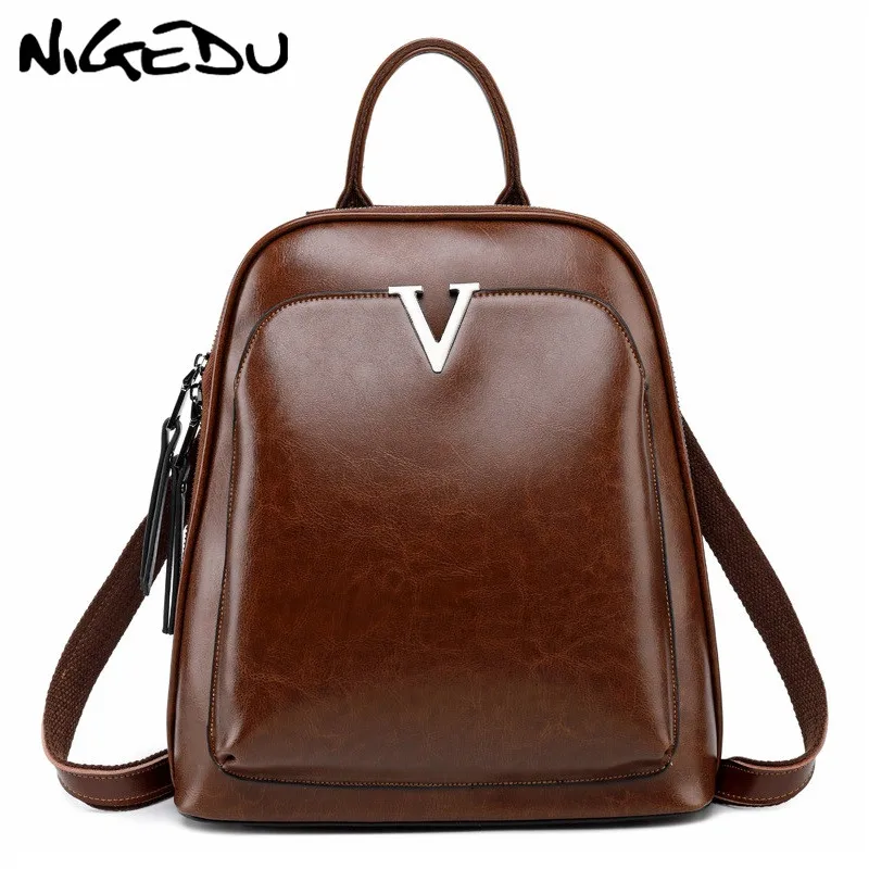 Винтажный женский рюкзак из натуральной кожи школьная сумка фирменный дизайн