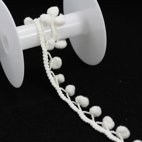 Белый помпон аппликация лента украшенная кружевной отделкой 10 мм швейные