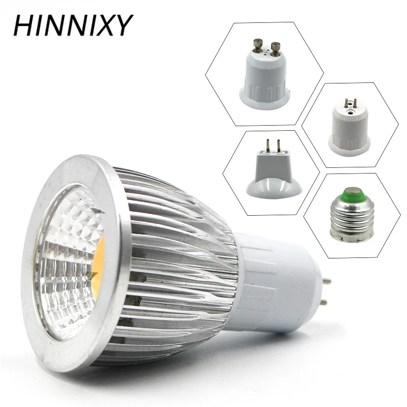 Hinnixy 10 шт./лот MR16 GU5.3 GU10 E27 COB Светодиодный точечный светильник 3 Вт 5 Вт 7 Вт 12 в 100-240 В 220 В алюминиевый корпус теплый белый холодный белый