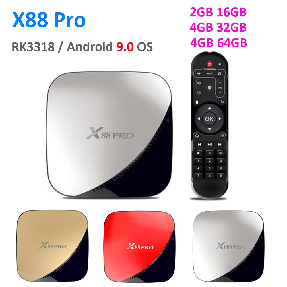 10 шт. X88 pro Android 9 0 ТВ приставка 4G 64G Rockchip RK3318 4 ядра 2 & 5G Wifi 4K HDR телеприставка USB 3