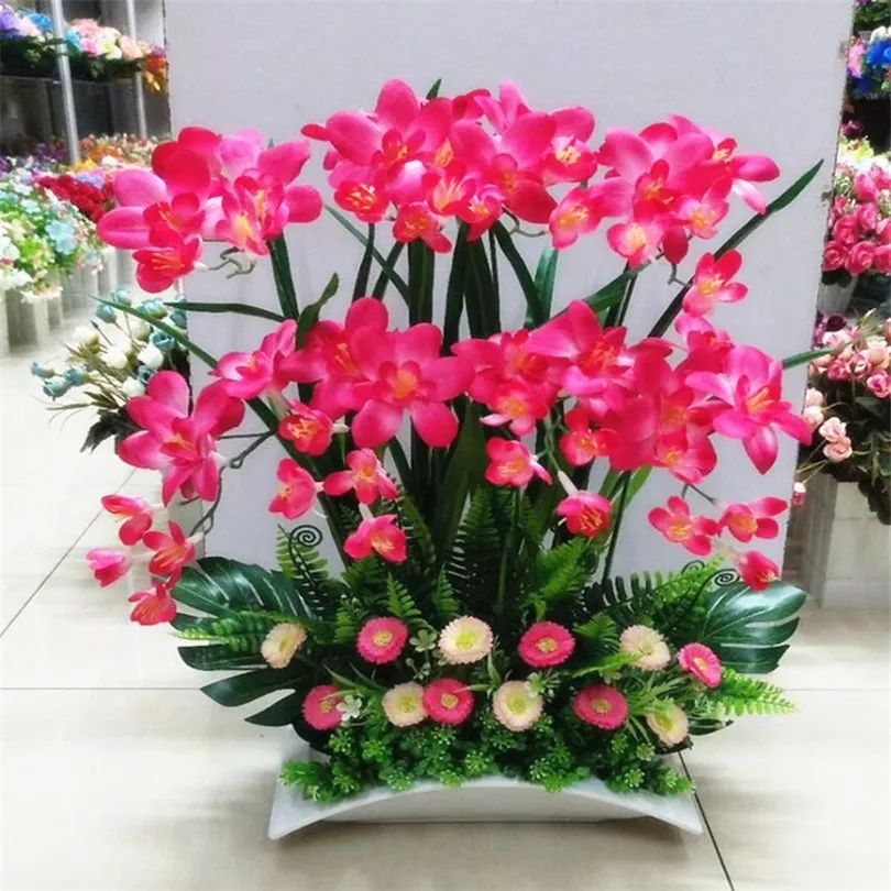 Искусственный цветок фрезии 10 шт. Шелковый цимбидий с растением орхидеи 14