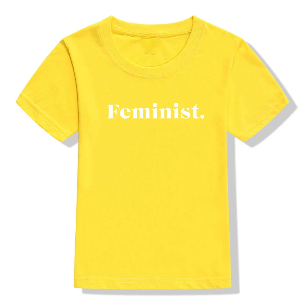 Детская футболка с надписью «FEMINIST»; рубашка для мальчиков и девочек; повседневная детская одежда для малышей; Забавные футболки; модная футболка