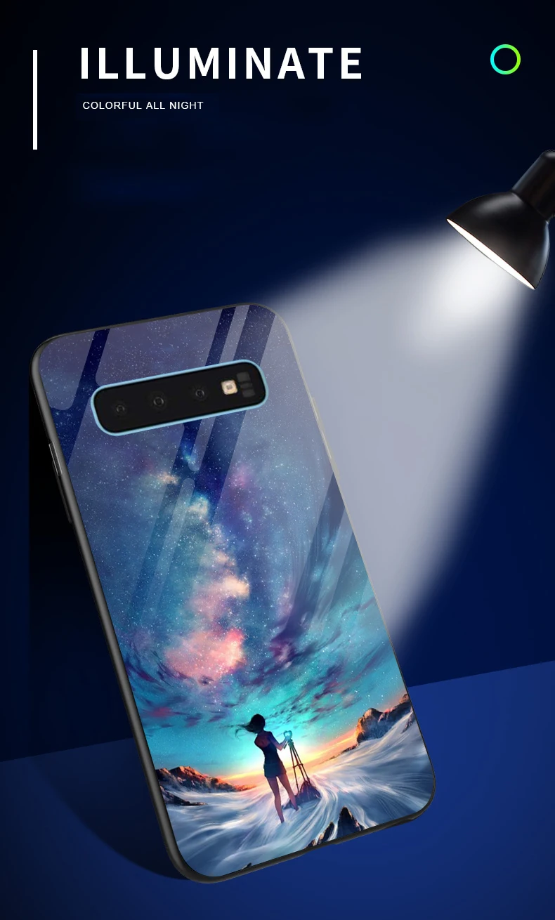 Роскошный чехол в виде светящегося стекла для samsung Galaxy S8 S9 S10 A7 A8 плюс Coque Рождественский чехол для samsung Note 8, 9