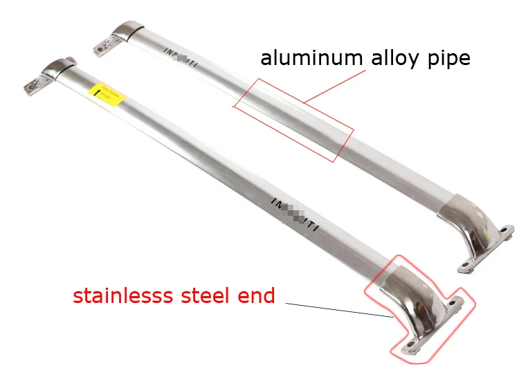 stainless steel end Новое поступление, мощный багажник на крышу, перекладина для INFINITI QX60 JX35 QX JX 2013-, два варианта, нагрузка 150 кг, высокое качество - Название цвета: stainless steel end