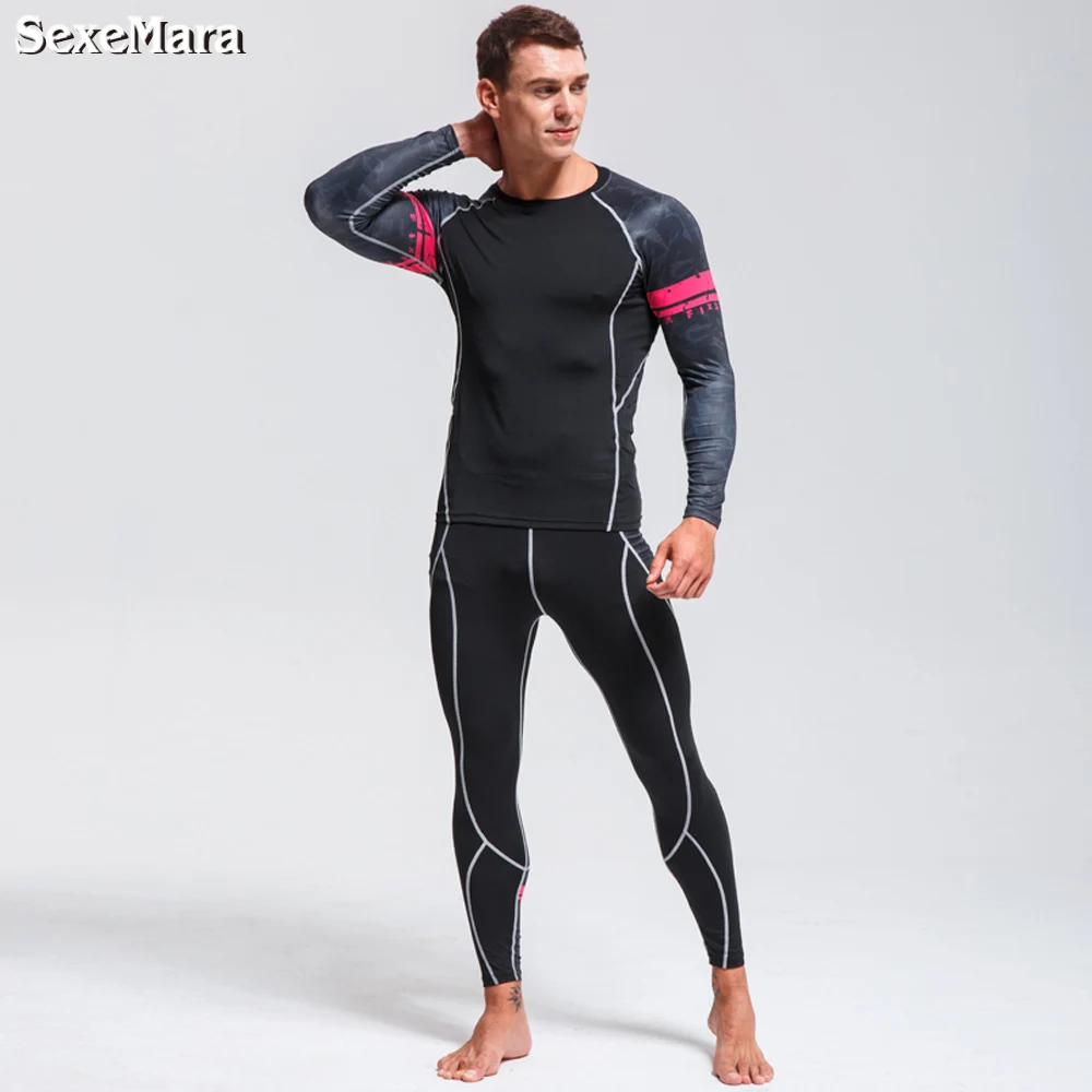 

New Men's Thermal Underwear Sports Suit Tights Men Long Johns Jogging Leggings Fitness Gym Clothing Leggings Rashgard male