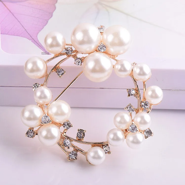 Женская брошка с искусственным жемчугом USTAR шпильки золотистого цвета со