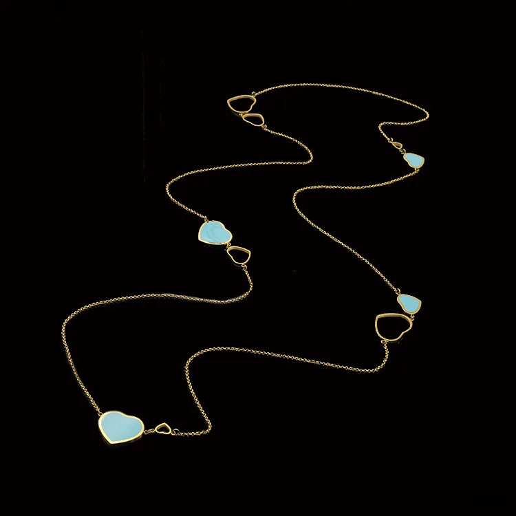 Ожерелья и подвески золотого цвета с розовым/синим сердцем для женщин элегантное