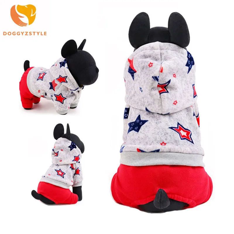 Собака комбинезон со звездами теплые зимние толстовки полиэстер товары для