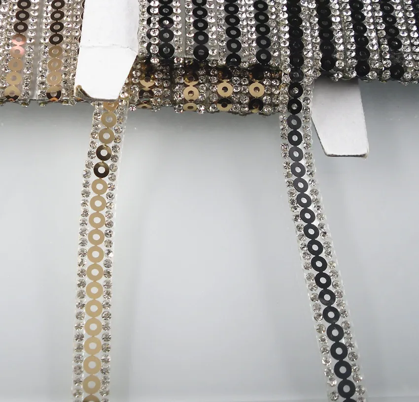3 ряда горячей фиксации Прозрачная Круглая Стеклянная граненая лента из стразов