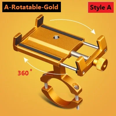 A-Rotatable-Gold Держатель для телефона из алюминиевого сплава на руль мотоцикла, крепление для 3,5-6," смартфона для iPhone 11 pro X 8 samsung Xiaomi - Цвет: A-Rotatable-Gold