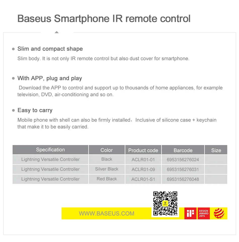 Baseus пульт дистанционного управления для iPhone Xs Max XR X 8 7 6 интерфейс беспроводной инфракрасный прибор пульт дистанционного управления мини умный ИК-контроллер