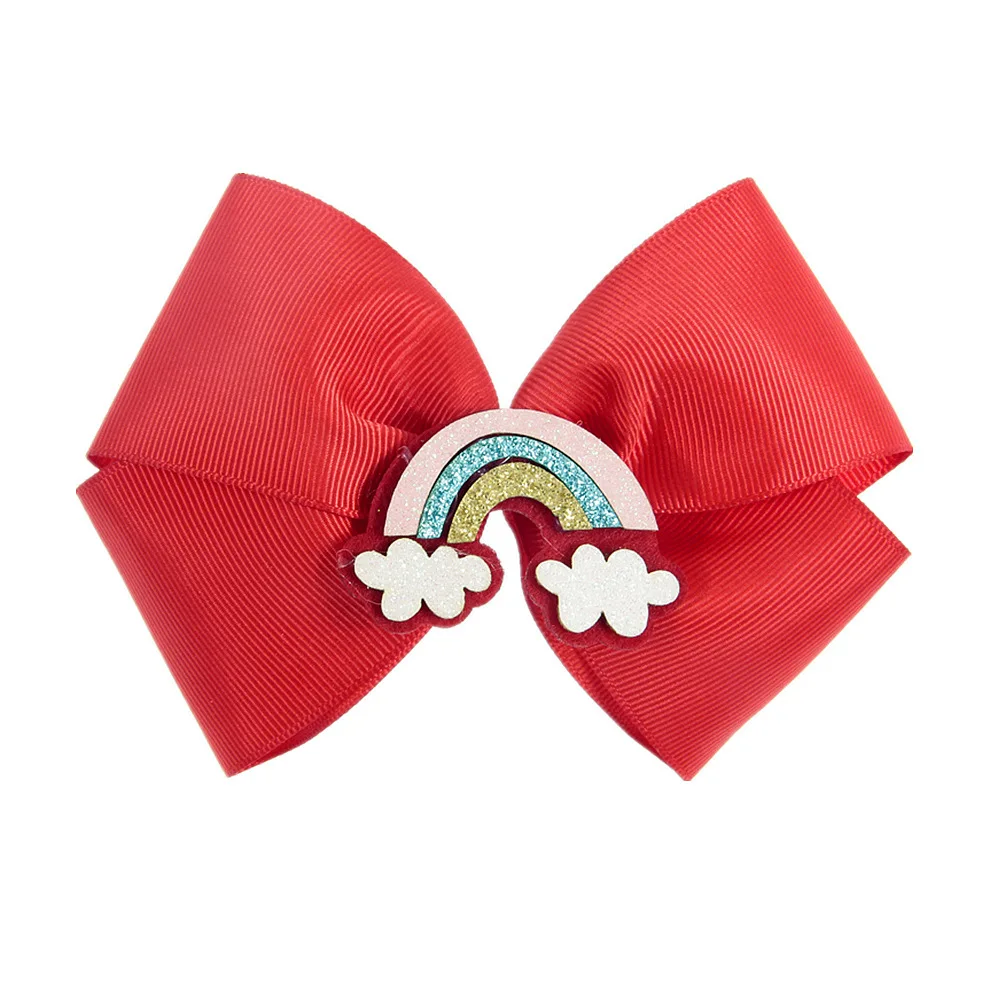 18 Nishine 5," ручной работы для девочек радужные бантики для волос Grosgrain бутик блестящий, с рогом единорога заколки для волос Дети подарок на день рождения - Цвет: 18