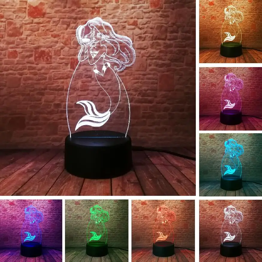 Amroe 3D Снежная королева Эльза Волшебная Снежинка 7 цветов ночной Светильник для девочек прикроватный Декор для спальни Рождественский милый подарок на день рождения для девочек - Испускаемый цвет: Style 7