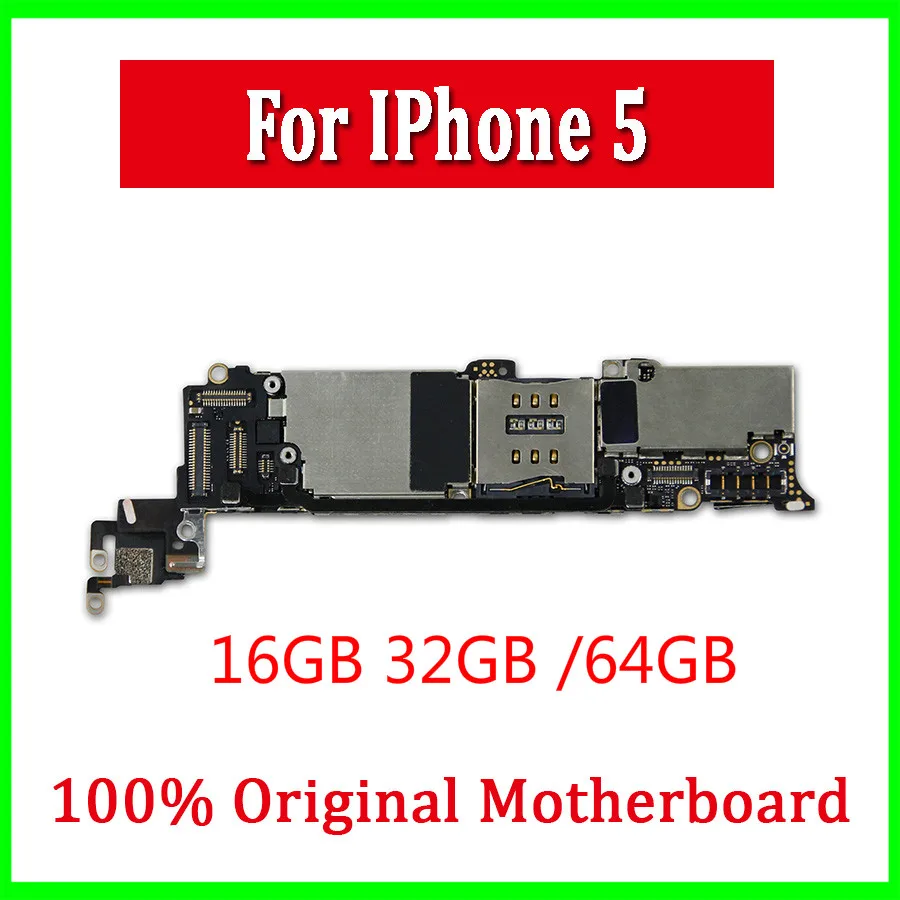 Оригинальная материнская плата для iphone 5, Заводская Разблокировка для iphone 5, материнская плата с системой IOS с чипами, 16 ГБ, 32 ГБ, 64 ГБ