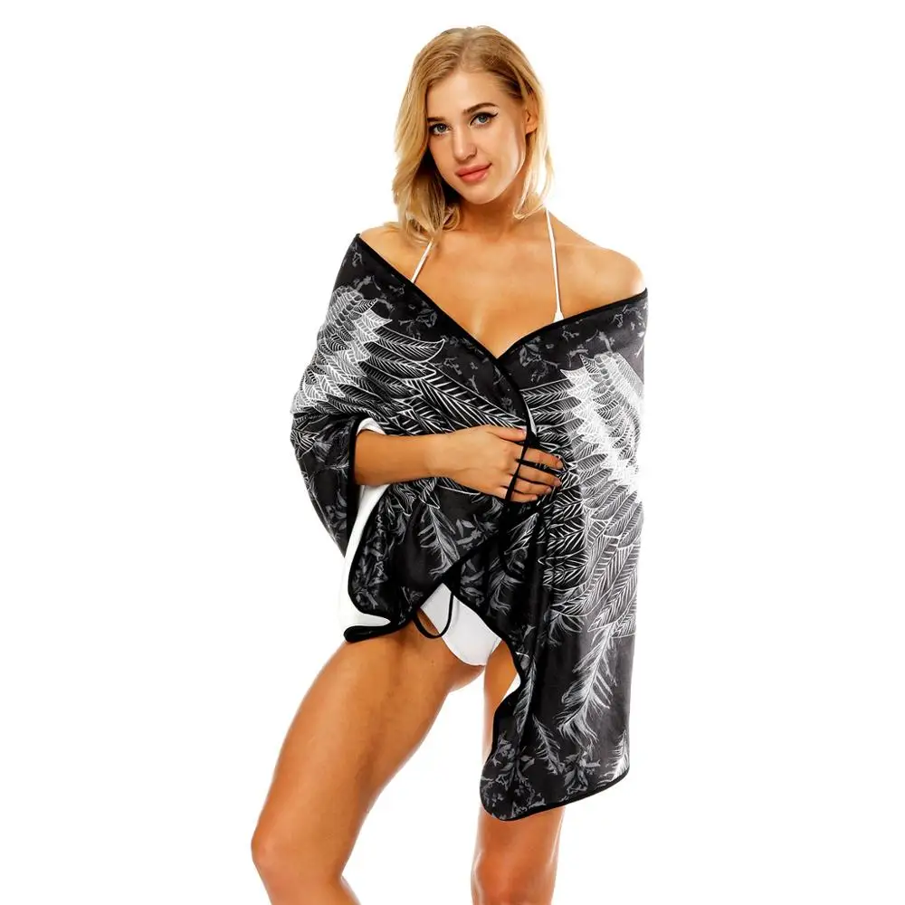 Женское сверхтонкое fiberBath полотенце с принтом крыльев Ангела банное для ванной