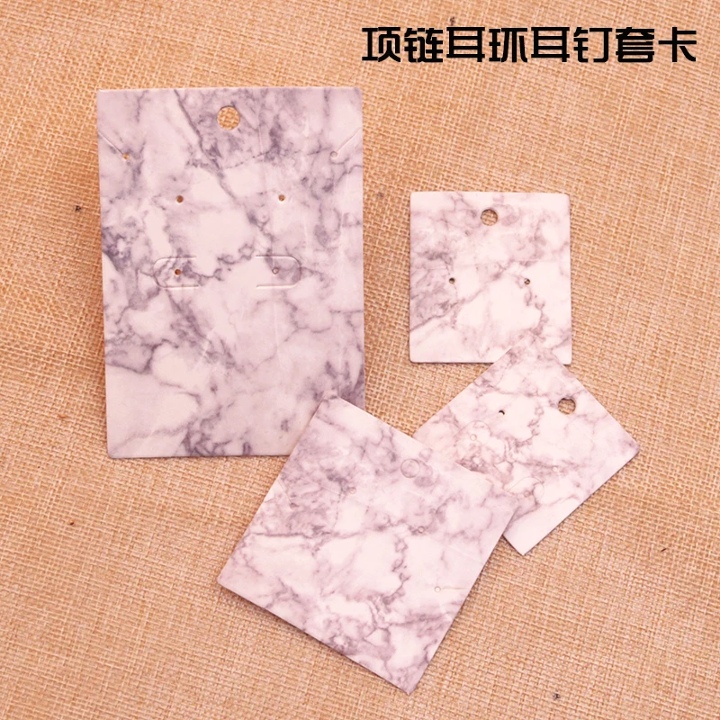 Marbling Printed Handmade Tag Necklace&ampEarring display card 200pcs/lot For Jewelry Packaging Vintage Accessory Rectangle Label |