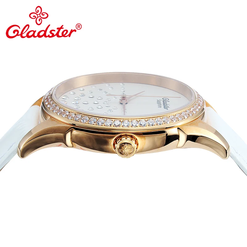 Продажа модных женских кварцевых наручных часов Gladster с эмблемой