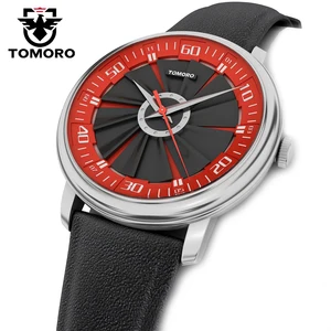 Новинка 2017, оригинальный дизайн, роскошные брендовые модные спортивные кварцевые часы TOMORO унисекс, повседневные наручные часы Calfski с кожаным ремешком