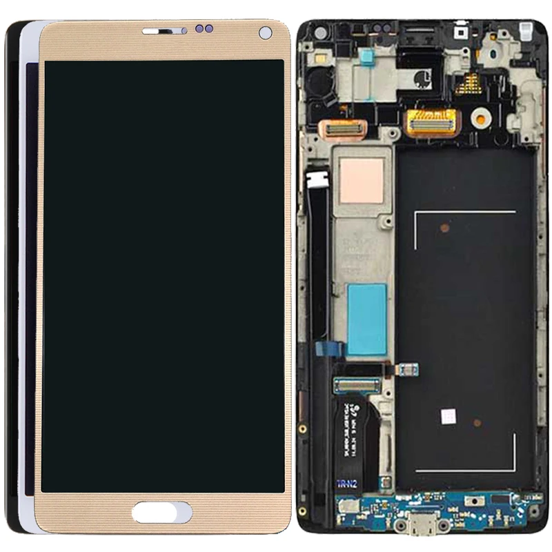 Оригинальный ЖК дисплей для samsung Galaxy Note 4 AMOLED сенсорный экран SM N910F N910C рамка