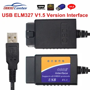 Latest ELM327 USB V1.5 OBD2 Diagnostic Interface ELM 327 1.5 Hardware Version OBDII Code Reader USB OBD 2 Diagnostic Cable Tool