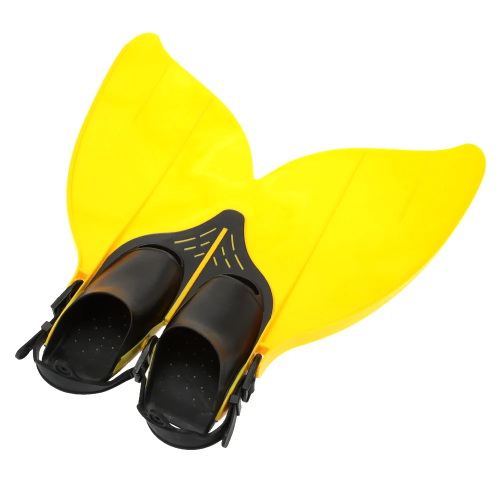 Yellow Детские профессиональные подводные ласты для плавания, короткие ласты, обувь для подводного плавания, для обучения плаванию, Русалочка, монофин для детей и взрослых - Цвет: Yellow