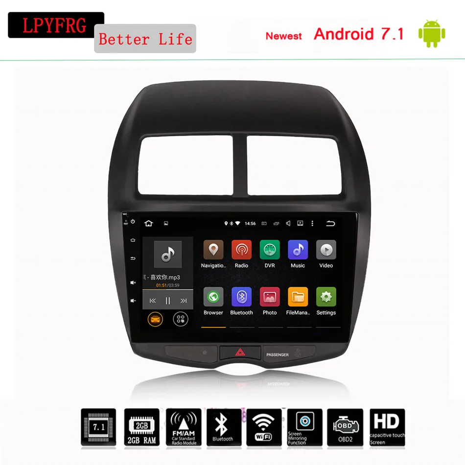 2 din Octa core android 10 0 автомобильный мультимедийный DVD GPS Радио для Mitsubishi ASX 2010 2012 2016 2017