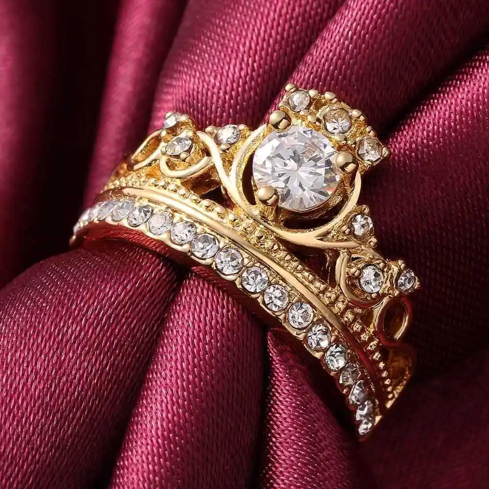 Floating charms!!18K GP Imperial crown wedding ring Bulgary womens girl Jewelry Rings SMTPR678 | Украшения и аксессуары