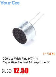 5 шт электретный конденсаторный микрофон емкостной Электрет микрофон 4 мм x 1,5 мм для ПК телефона MP3 MP4 с 2 проводами Длина провода: 5,5 см