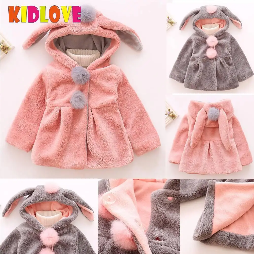 Kidlove BabyGirl свитер с кроличьими ушами теплые пальто кардиган Топы милый мультфильм