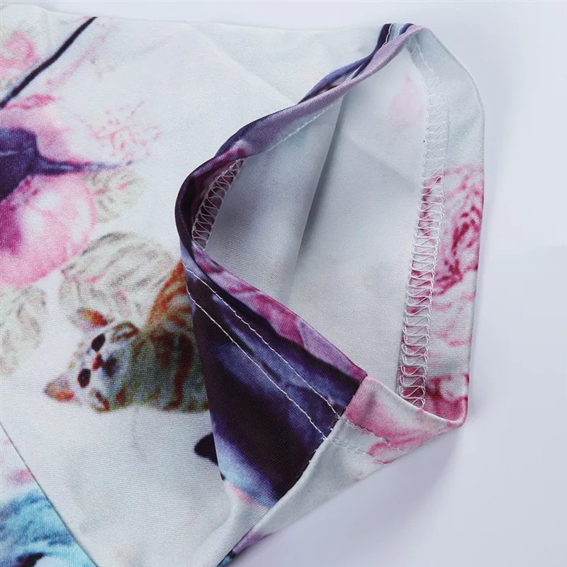 Raisvern Новинка лета 2019 футболка с 3D принтом акулы и котенка цветочным футболки