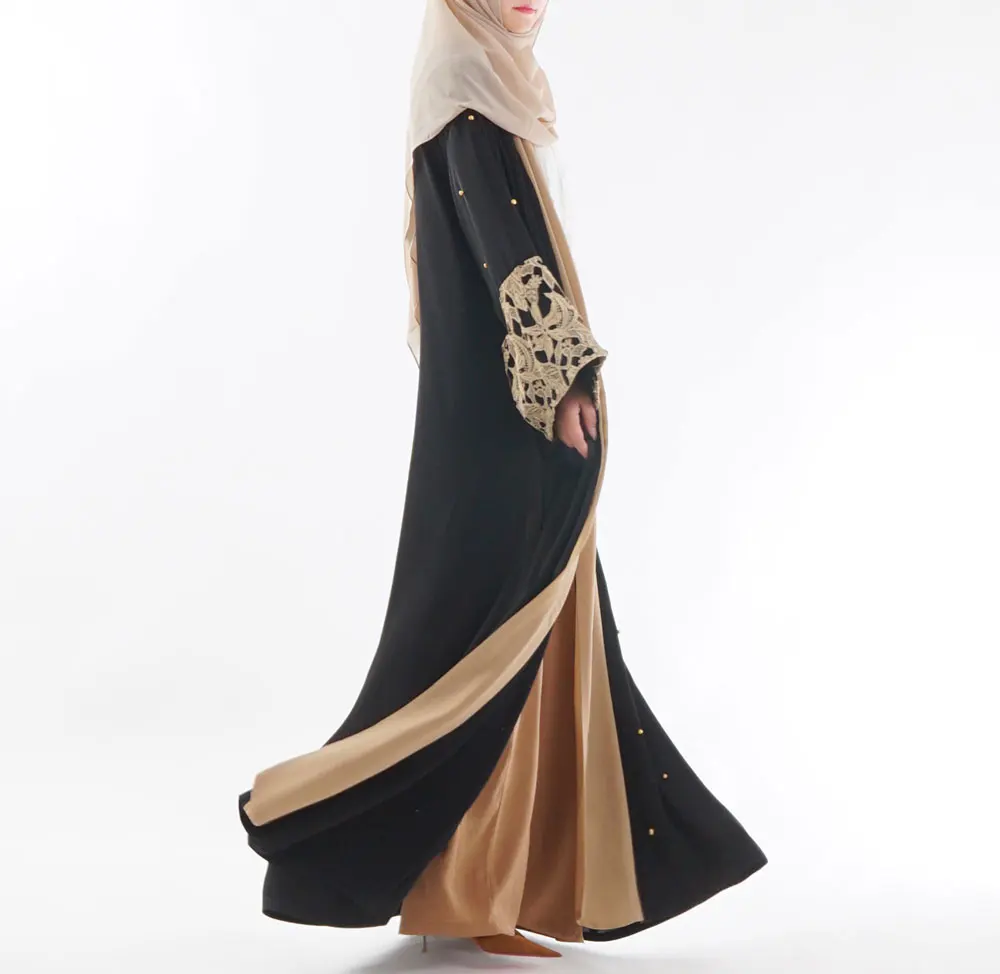 Черное искусственное мусульманское платье абайя исламские женщины Малайзия Jilbab