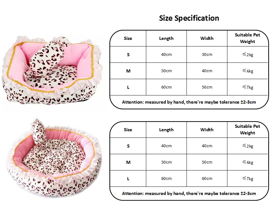 

Pet Dog Bed Cute Pink Leopard Dog Bed House for Small Dogs Luxury Princess Cat Bed Winter Washable&Removable Pet Sofa Chihuahua