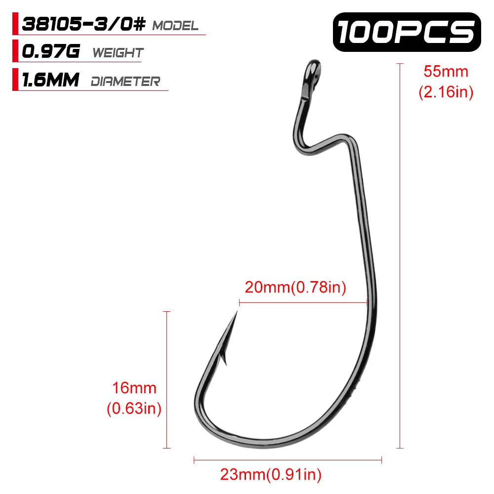 Worm Hook 3 100 шт./лот рыболовный крючок 38105 рыболовный крючок 1/0#-2/0-3/0-4/0-5/0 крючок черный цвет джиг большой крючок джиг Крючки - Цвет: Worm Hook 3