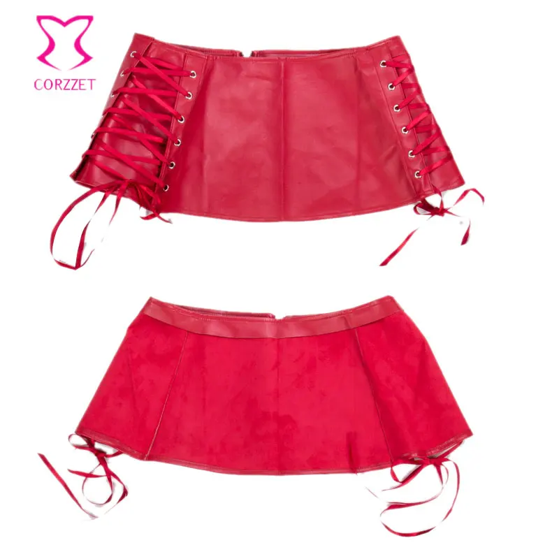 Черная юбка из искусственной кожи со шнуровкой Клубная Одежда для танцев на