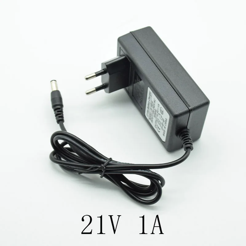 21V 1A Адаптер постоянного тока 8,4 V 12,6 V 2A 16,8 V 2A 21V 1A источник питания зарядное устройство ЕС вилка 5,5 мм* 2,5 мм(2,1 мм) 100-240V 18650 литий-ионный аккумулятор - Цвет: 21V 1A