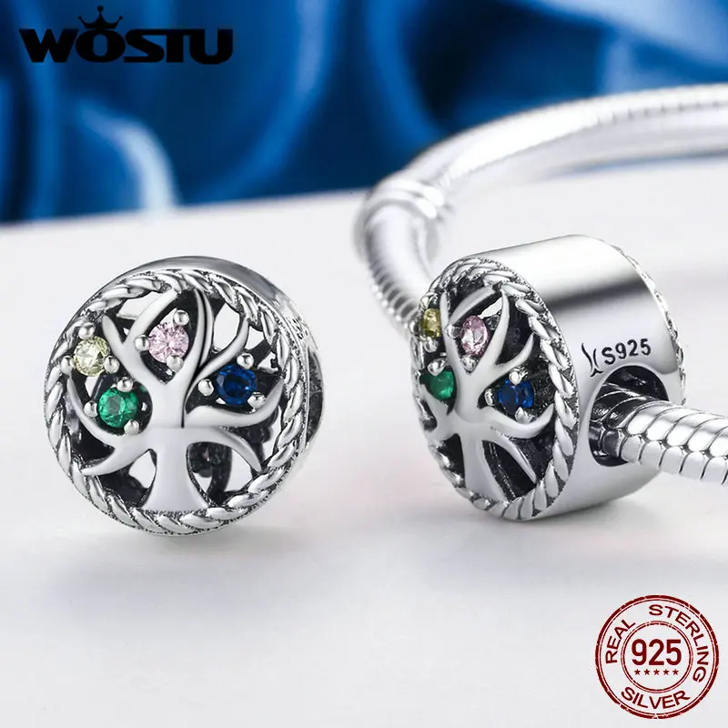 WOSTU новый дизайн Стерлинговое Серебро 925 пробы древо жизни бусины подходят к