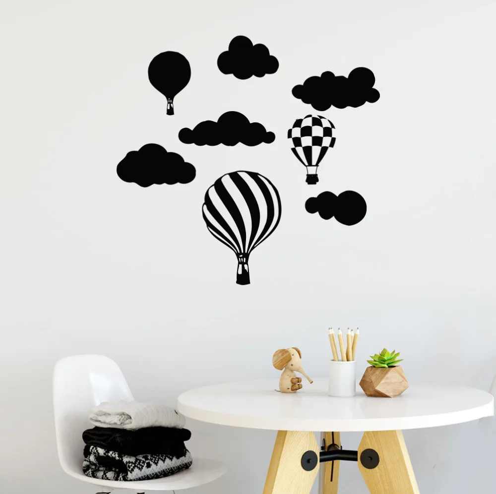 

New Wall Stickers Hot Air Balloon and Clouds Vinyl Sticker Decals Art Home Decor Baby Nursery Wall Decal Livingroom Mural LA755